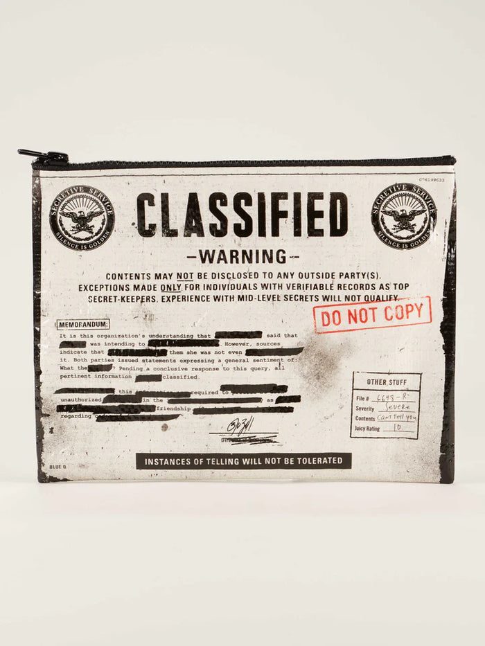 CLASSIFIED ZIPPER POUCH-BLUE Q