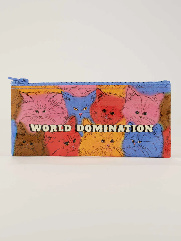 WORLD DOMINATION PENCIL CASE-BLUE Q