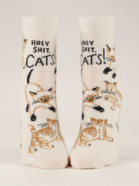 HOLY SHIT. CATS! ANKLE WOMENS' SOCKS-BLUE Q