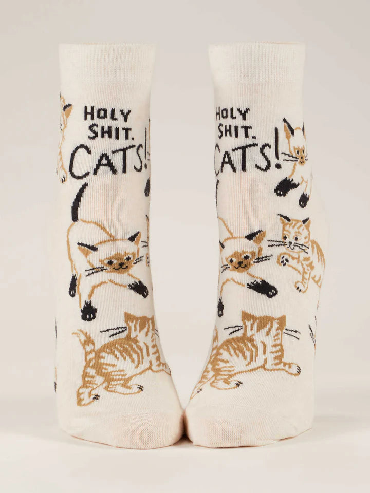 HOLY SHIT. CATS! ANKLE WOMENS' SOCKS-BLUE Q