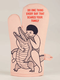 DO ONE THING THAT SCARES OVEN MITT-BLUE Q