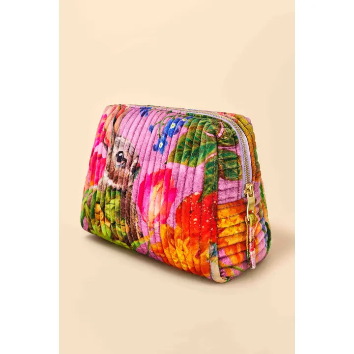 WHIMSICAL WOODLAND LARGE QUILTED WASHBAG-POWDER