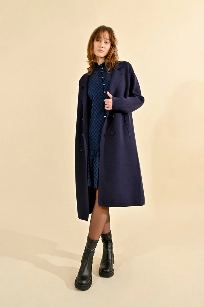 STRAIGHT KNIT COAT-NAVY-MOLLY BRACKEN