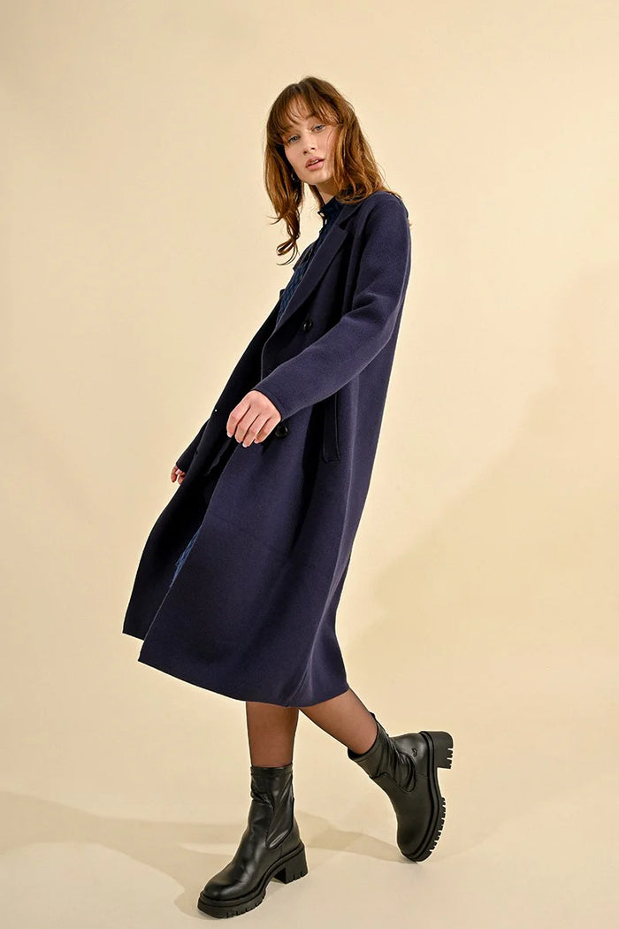 STRAIGHT KNIT COAT-NAVY-MOLLY BRACKEN