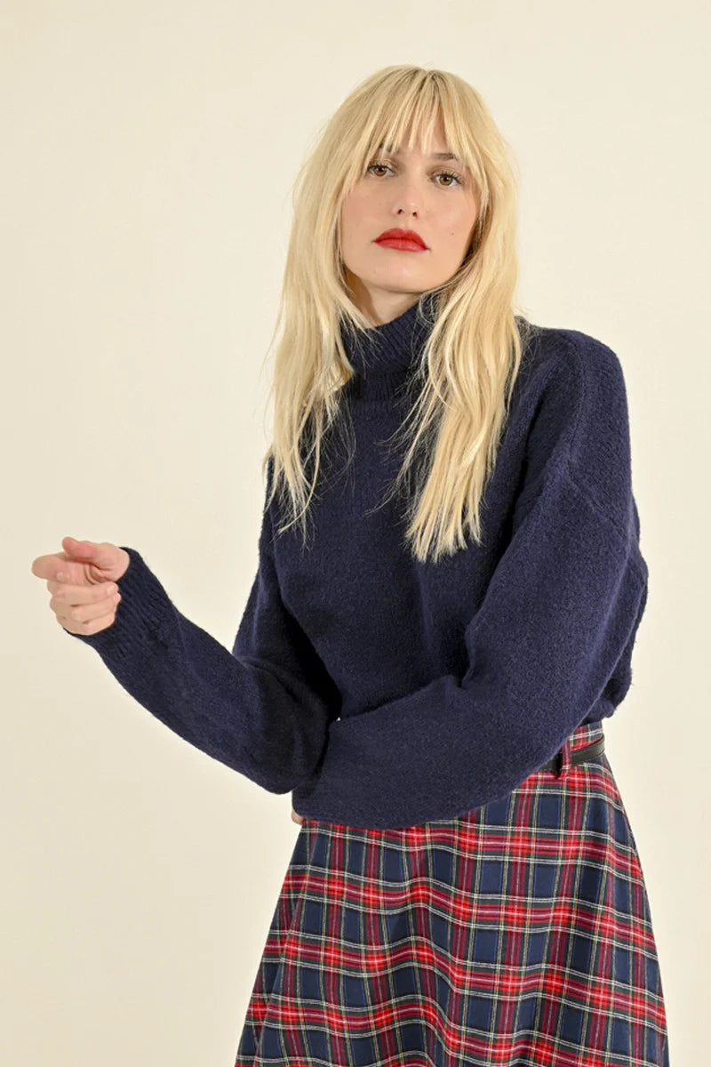 TURTLENECK SWEATER-NAVY-MOLLY BRACKEN