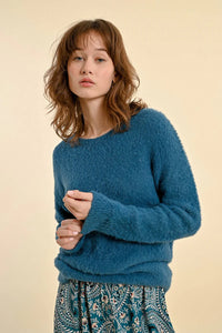 PLUSH KNIT SWEATER-PETROL BLUE-MOLLY BRACKEN