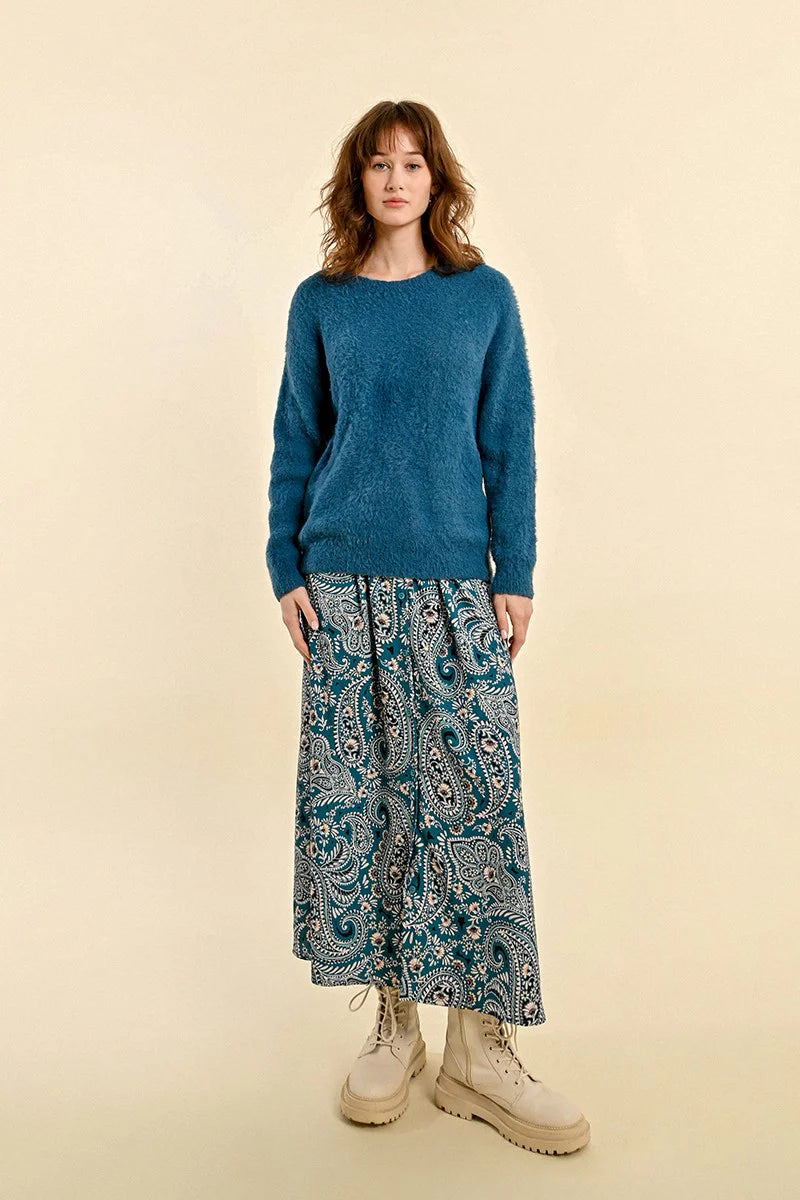 PLUSH KNIT SWEATER-PETROL BLUE-MOLLY BRACKEN