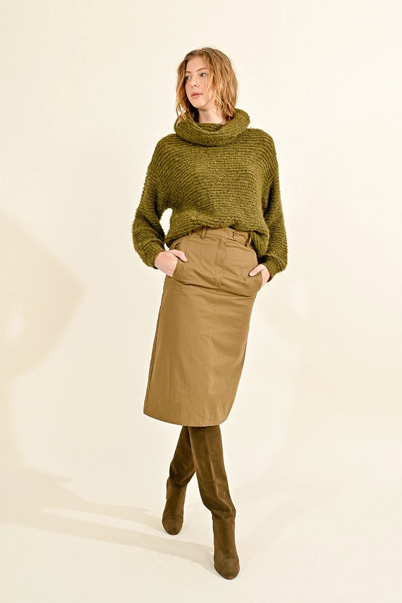 WIDE TURTLENECK SWEATER-KHAKI-MOLLY BRACKEN