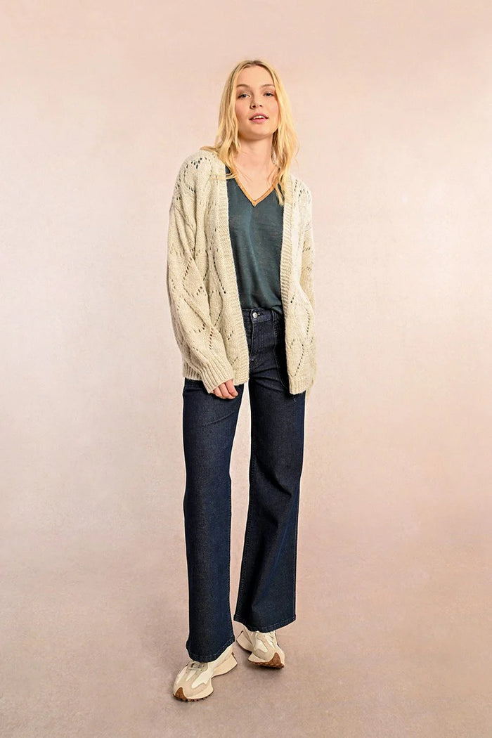 OVERSIZED POINTELLE KNIT CARDIGAN-OFF WHITE-MOLLY BRACKEN