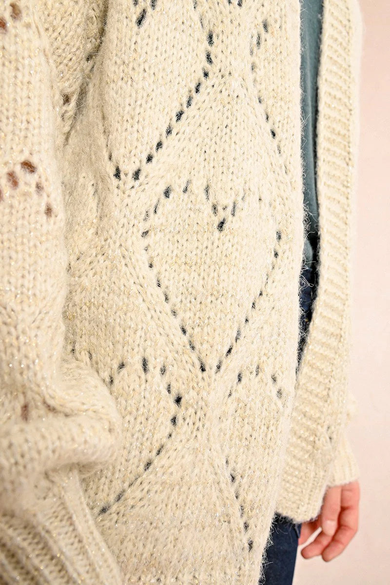 OVERSIZED POINTELLE KNIT CARDIGAN-OFF WHITE-MOLLY BRACKEN