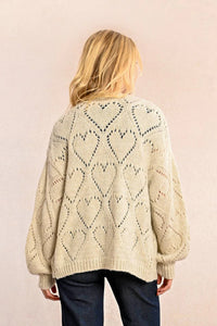 OVERSIZED POINTELLE KNIT CARDIGAN-OFF WHITE-MOLLY BRACKEN