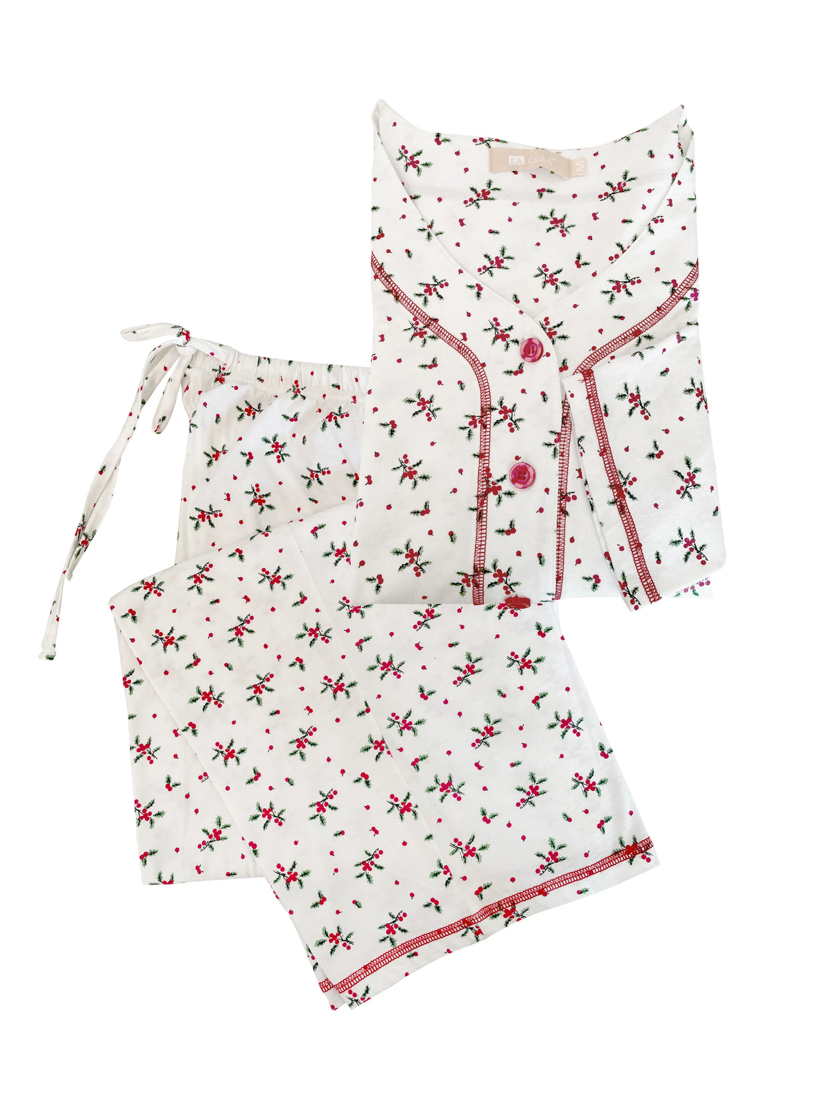 MISTLETOE COTTON PAJAMA SET-LA CERA