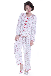 MISTLETOE COTTON PAJAMA SET-LA CERA