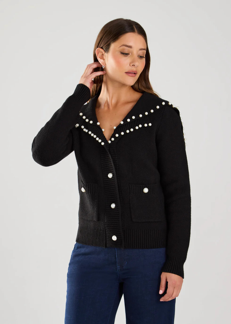 PEARL EMBELLISHED CARDIGAN-FDJ FRENCH DRESSING