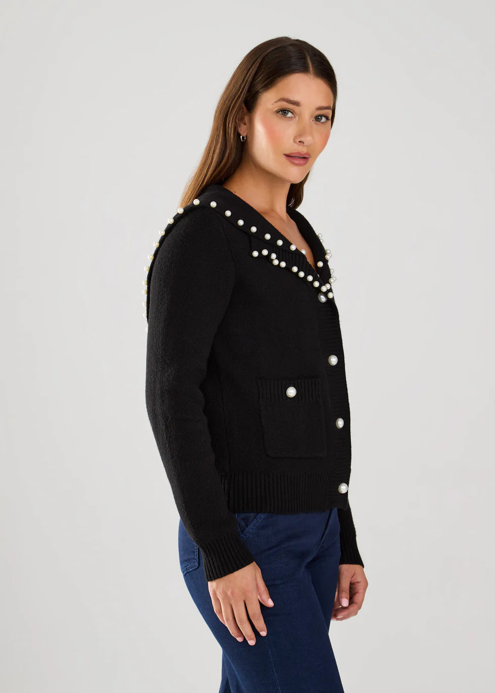 PEARL EMBELLISHED CARDIGAN-FDJ FRENCH DRESSING