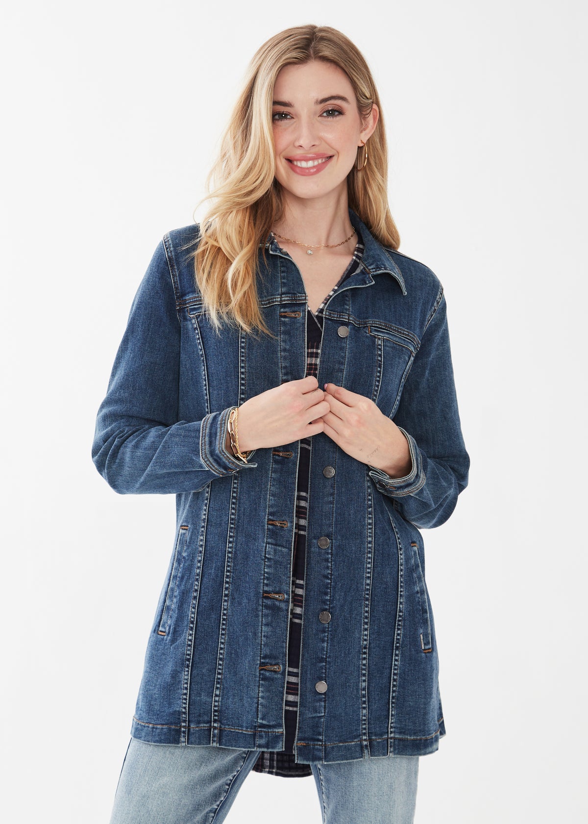 LONG DENIM JACKET-DARK INDIGO-FDJ FRENCH DRESSING JEANS