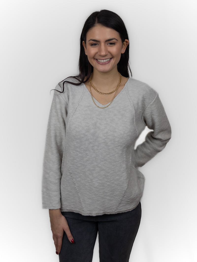 LONG SLEEVE V-NECK SWEATER 100% COTTON - AVALIN