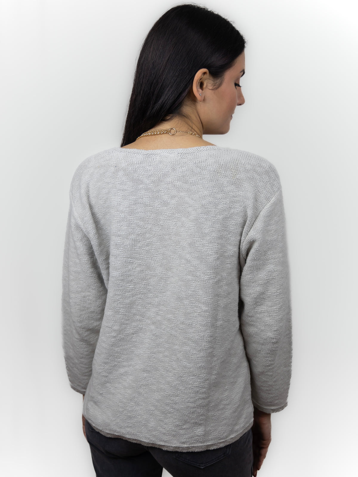 LONG SLEEVE V-NECK SWEATER 100% COTTON - AVALIN