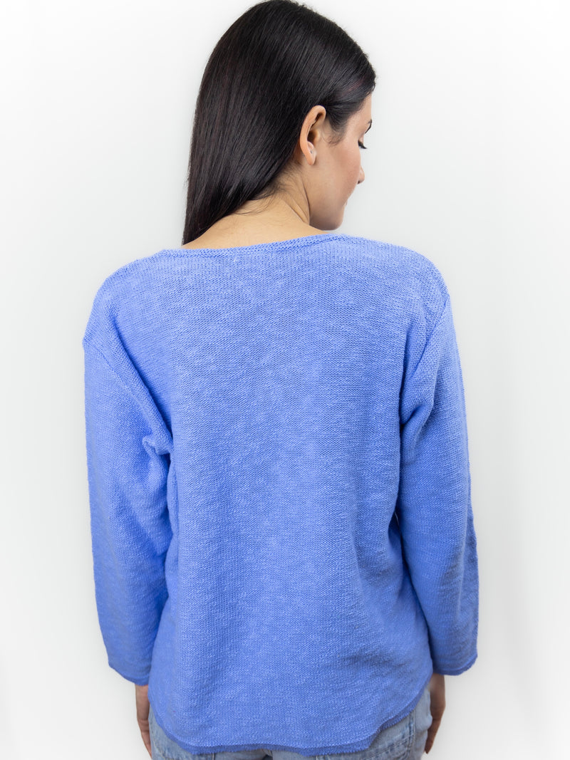 LONG SLEEVE V-NECK SWEATER 100% COTTON - AVALIN