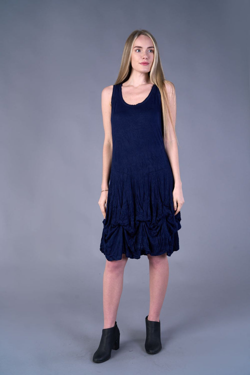 CRINKLE TIE DRESS WITH CARDIGAN-NAVY-SHANA