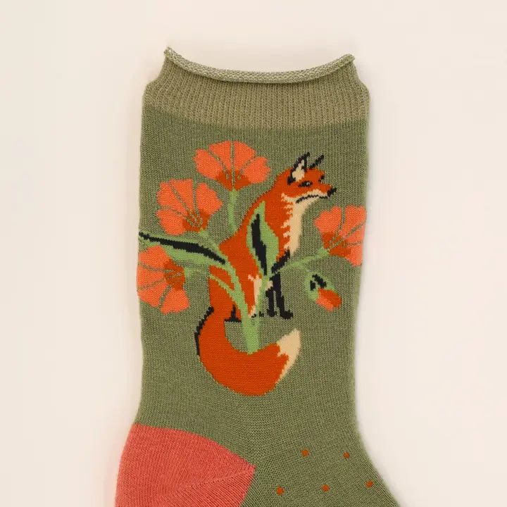 FOX IN THE MEADOW ANKLE SOCKS-SAGE-POWDER