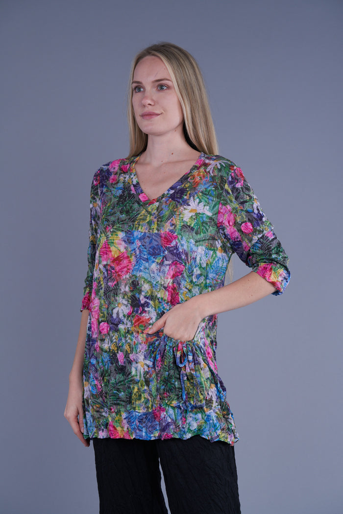 GARDEN CRINKLE ONE POCKET TUNIC-SHANA