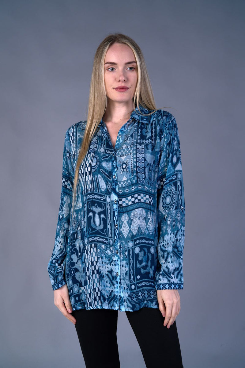 BLUES BUTTONDOWN CLASSIC BLOUSE-SHANA