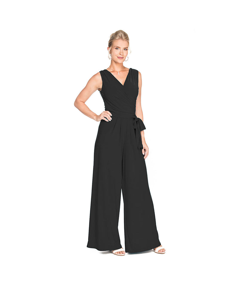 CLASSIC SLEEVELESS JUMPSUIT W/TIE WAIST-BLACK-LAST TANGO