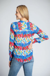 FIREWORKS BUTTON-UP ROLL SLEEVE BLOUSE-APNY