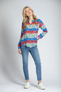 FIREWORKS BUTTON-UP ROLL SLEEVE BLOUSE-APNY