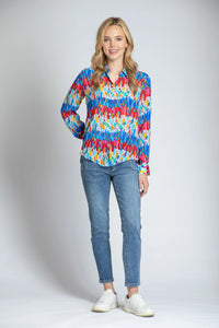 FIREWORKS BUTTON-UP ROLL SLEEVE BLOUSE-APNY