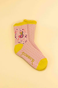 A-Z ALPHABET MONOGRAM LETTER ANKLE SOCKS-POWDER