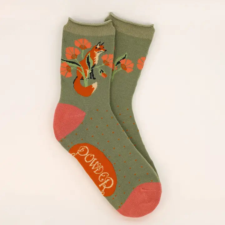 FOX IN THE MEADOW ANKLE SOCKS-SAGE-POWDER