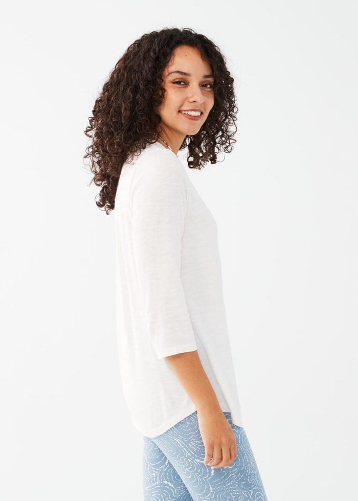 SPLIT NECK COTTON SLUB TEE-WHITE-FDJ FRENCH DRESSING