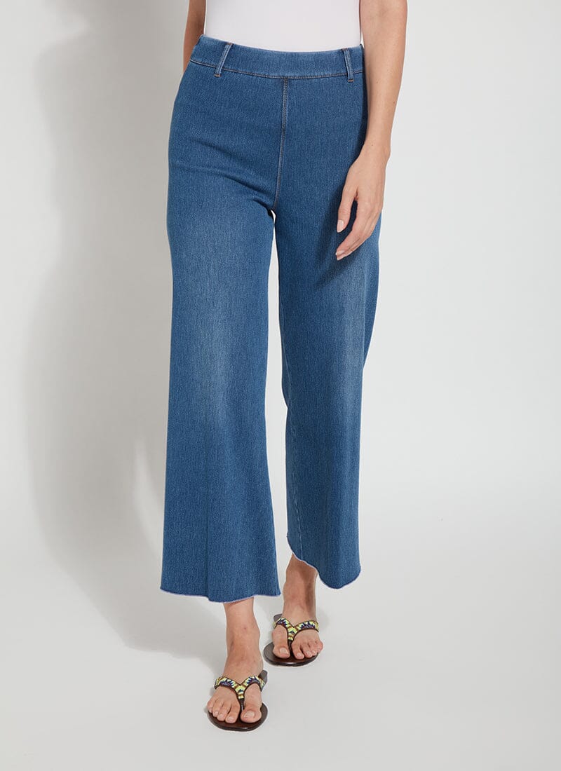 HI WAIST NO SIDE SEAM WIDE LEG DENIM-MID WASH-LYSSE