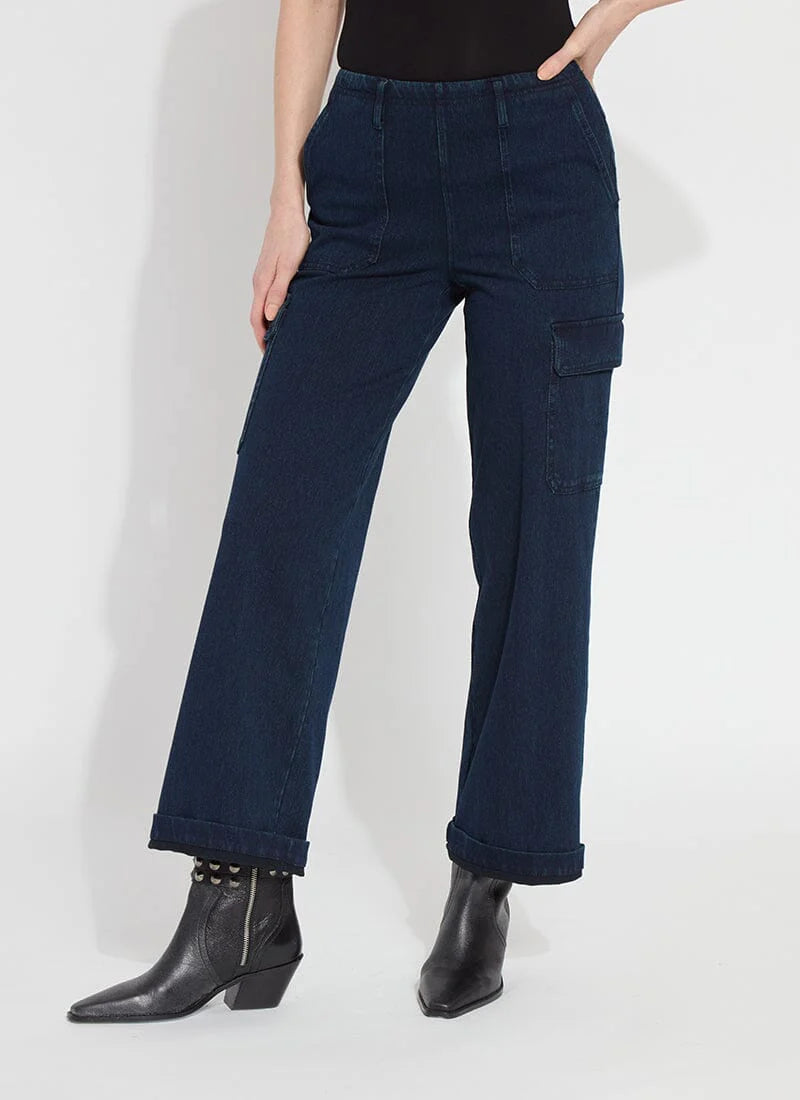 SCOUT HI WAIST CUFFED CARGO-INDIGO-LYSSE