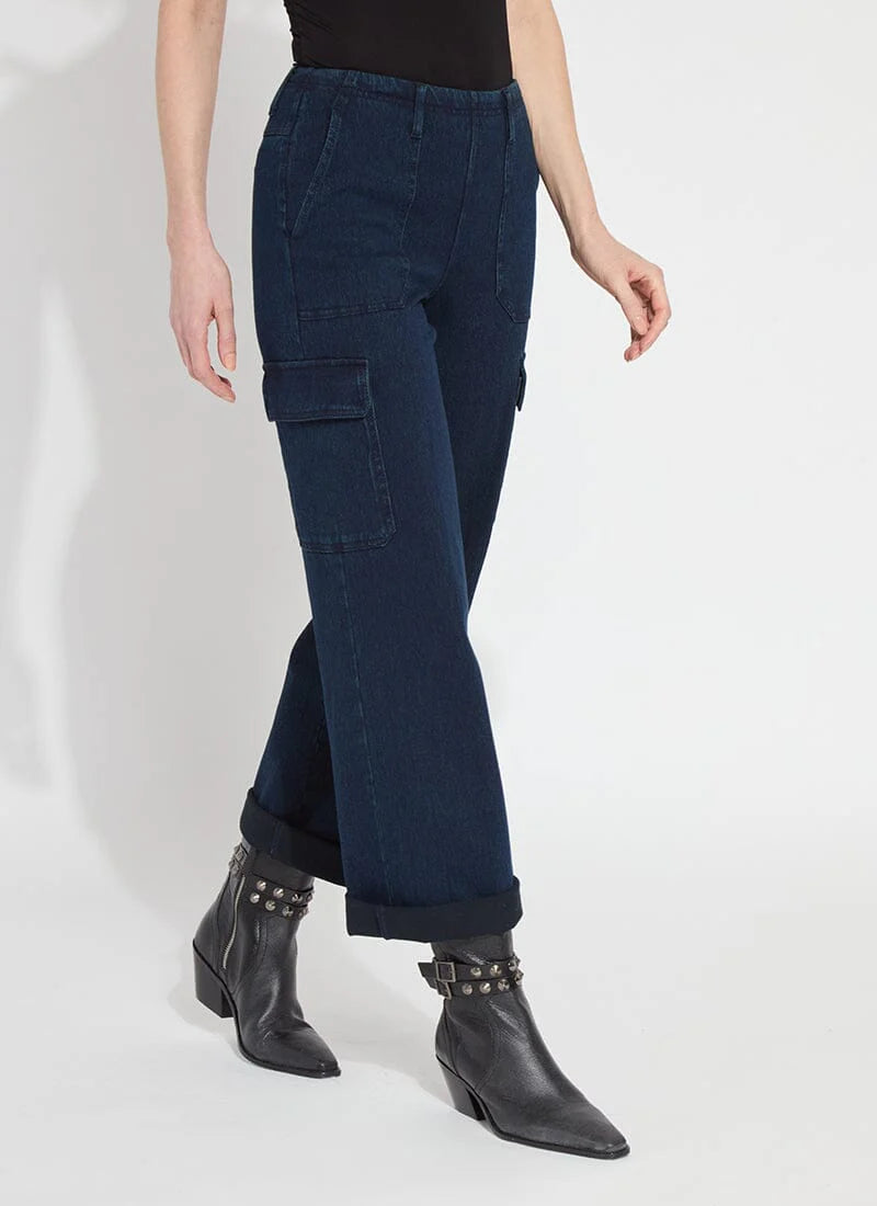 SCOUT HI WAIST CUFFED CARGO-INDIGO-LYSSE