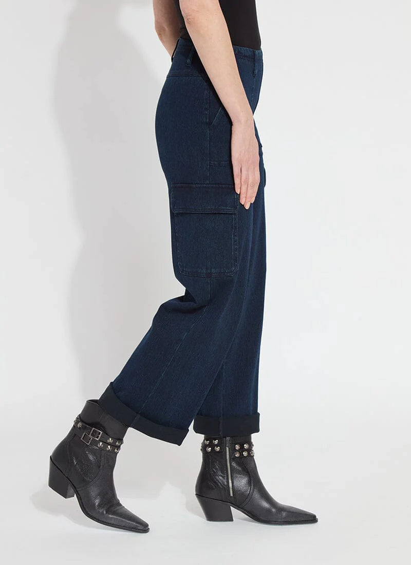 SCOUT HI WAIST CUFFED CARGO-INDIGO-LYSSE