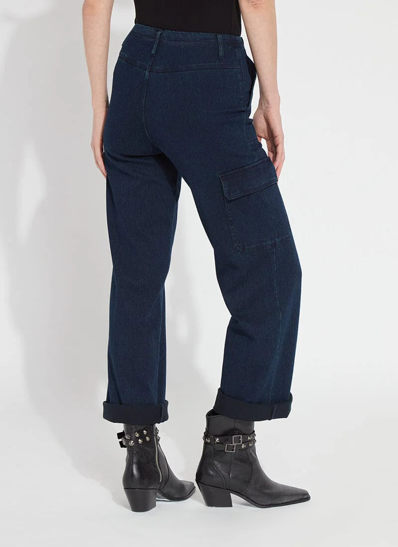 SCOUT HI WAIST CUFFED CARGO-INDIGO-LYSSE