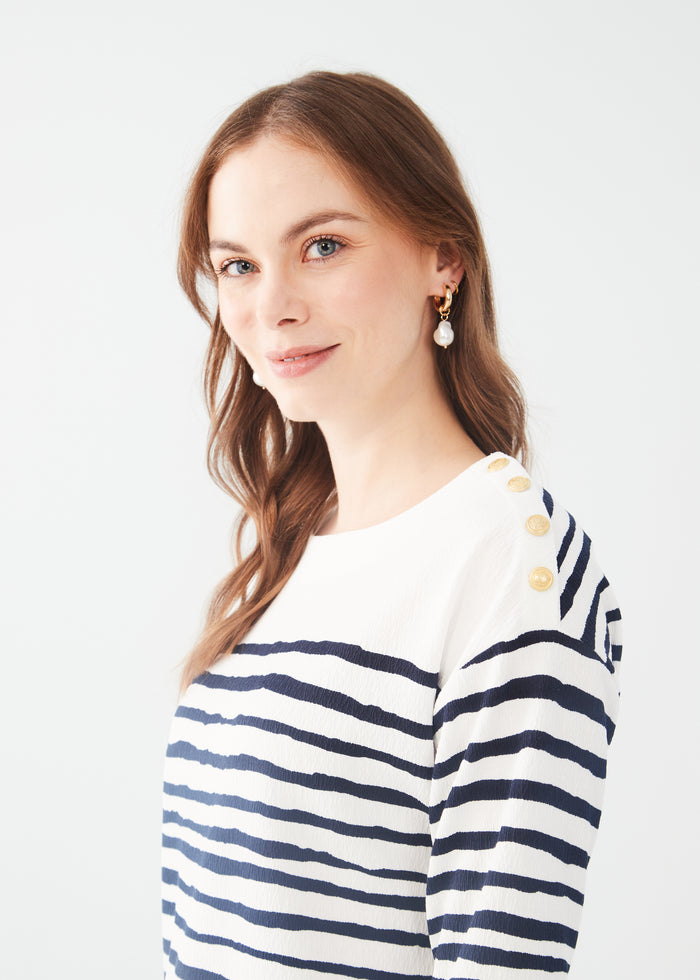 3/4 SLEEVE STRIPE NAUTICAL-FDJ FRENCH DRESSING