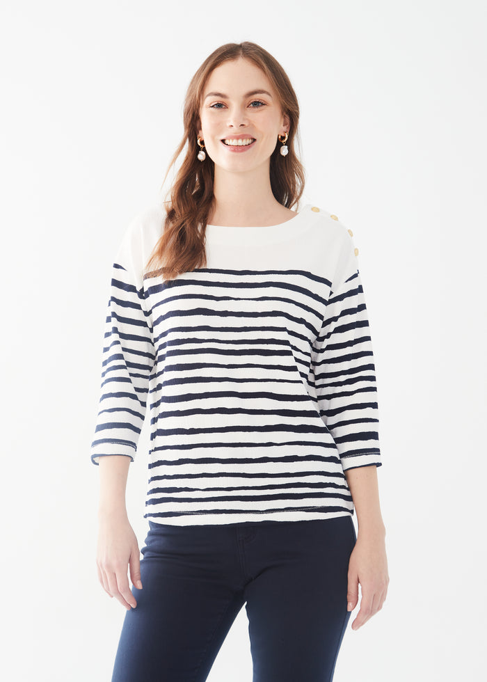 3/4 SLEEVE STRIPE NAUTICAL-FDJ FRENCH DRESSING