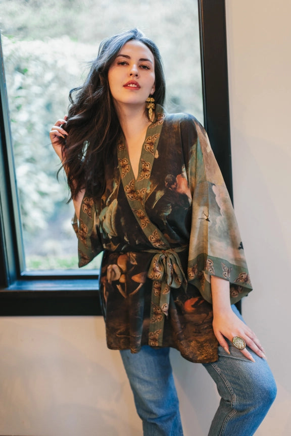 HEARTWORK MID LENGTH KIMONO W/BELT-MARKET OF STARS