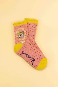 A-Z ALPHABET MONOGRAM LETTER ANKLE SOCKS-POWDER