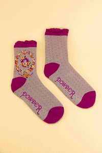 A-Z ALPHABET MONOGRAM LETTER ANKLE SOCKS-POWDER