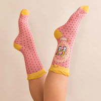 A-Z ALPHABET MONOGRAM LETTER ANKLE SOCKS-POWDER