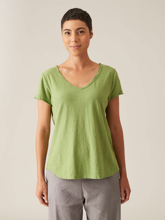 RAW EDGE V-NECK TEE-FAVA-CUT LOOSE