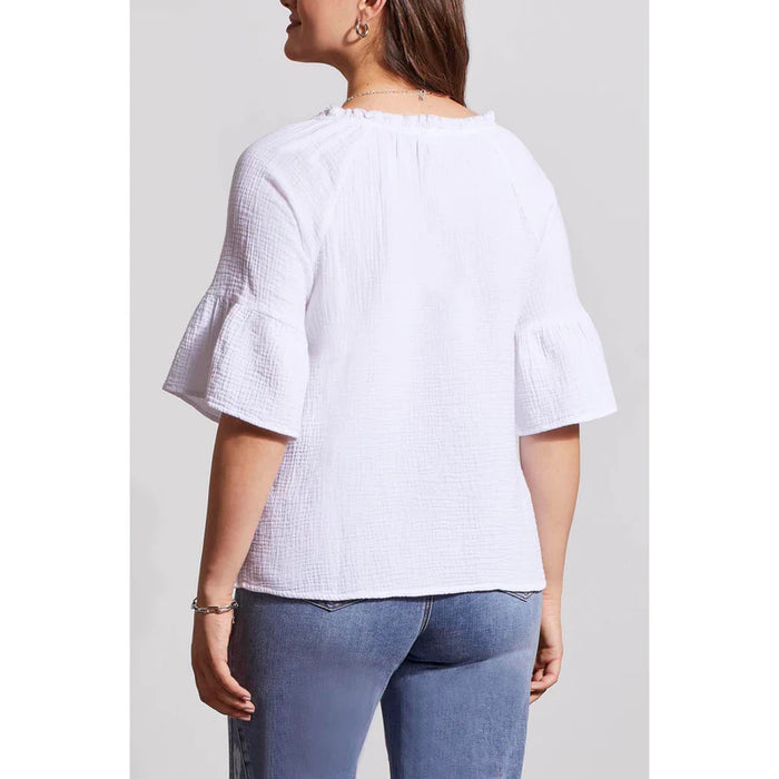 RAGLAN GAUZE BLOUSE-WHITE-TRIBAL