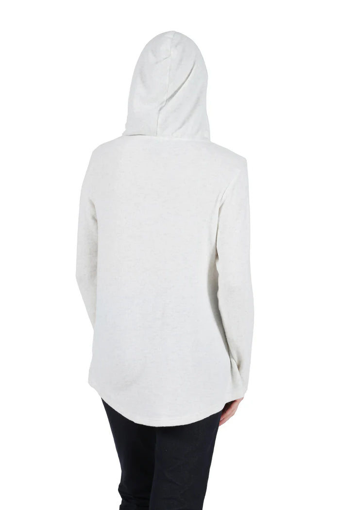 COZY HOODIE PULL-OVER W/POCKETS-OATMEAL-LA CERA