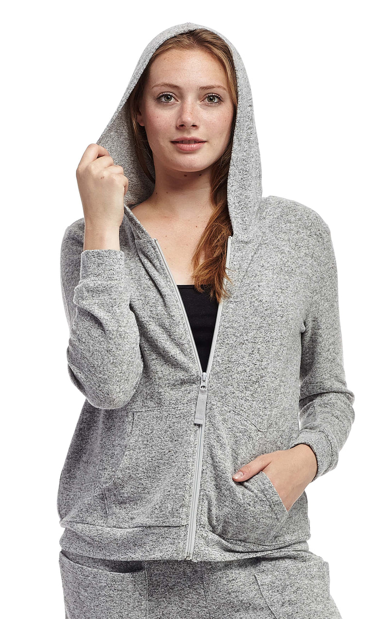 COZY ZIP HOODIE COMFORT COLLECTION-HEATHER GREY-LA CERA