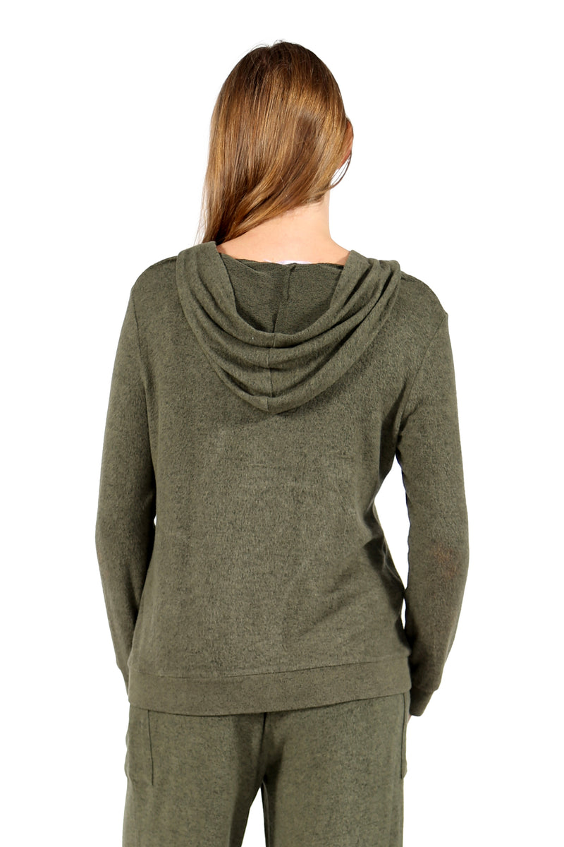 COZY ZIP HOODIE COMFORT COLLECTION-HEATHER MOSS-LA CERA